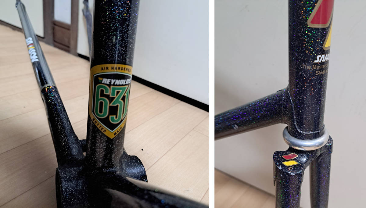 SAMSON ピストフレーム 競輪フレーム SAMSON サムソン 競輪用ピストフレーム 黒/レインボーラメ TOP565mm