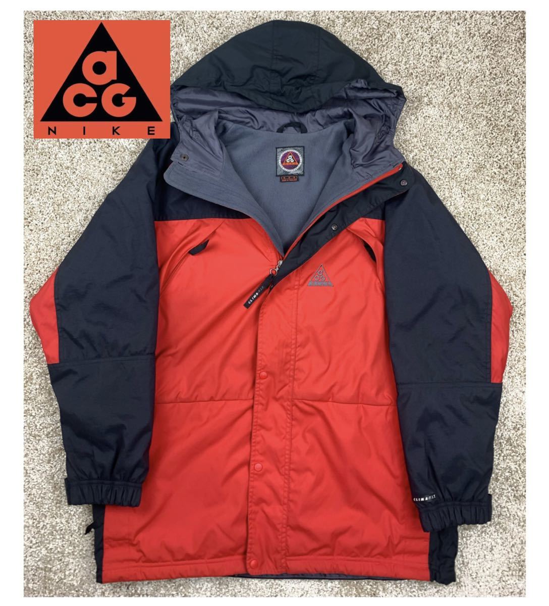 [極希少美品◎1990〜00s]NIKE ACG(ナイキ )CLIMA-FIT/マウンテンパーカー/耐水/透湿性/レッド×ブラック/アウトドアウェア/Mサイズ