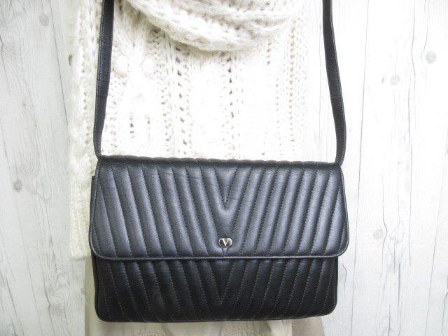 極美品 VALENTINO GARAVANI ヴァレンティノ ガラヴァーニ バレンチノ ヴィンテージ ショルダーバッグ クラッチ バッグ レザー 黒2WAY 56573