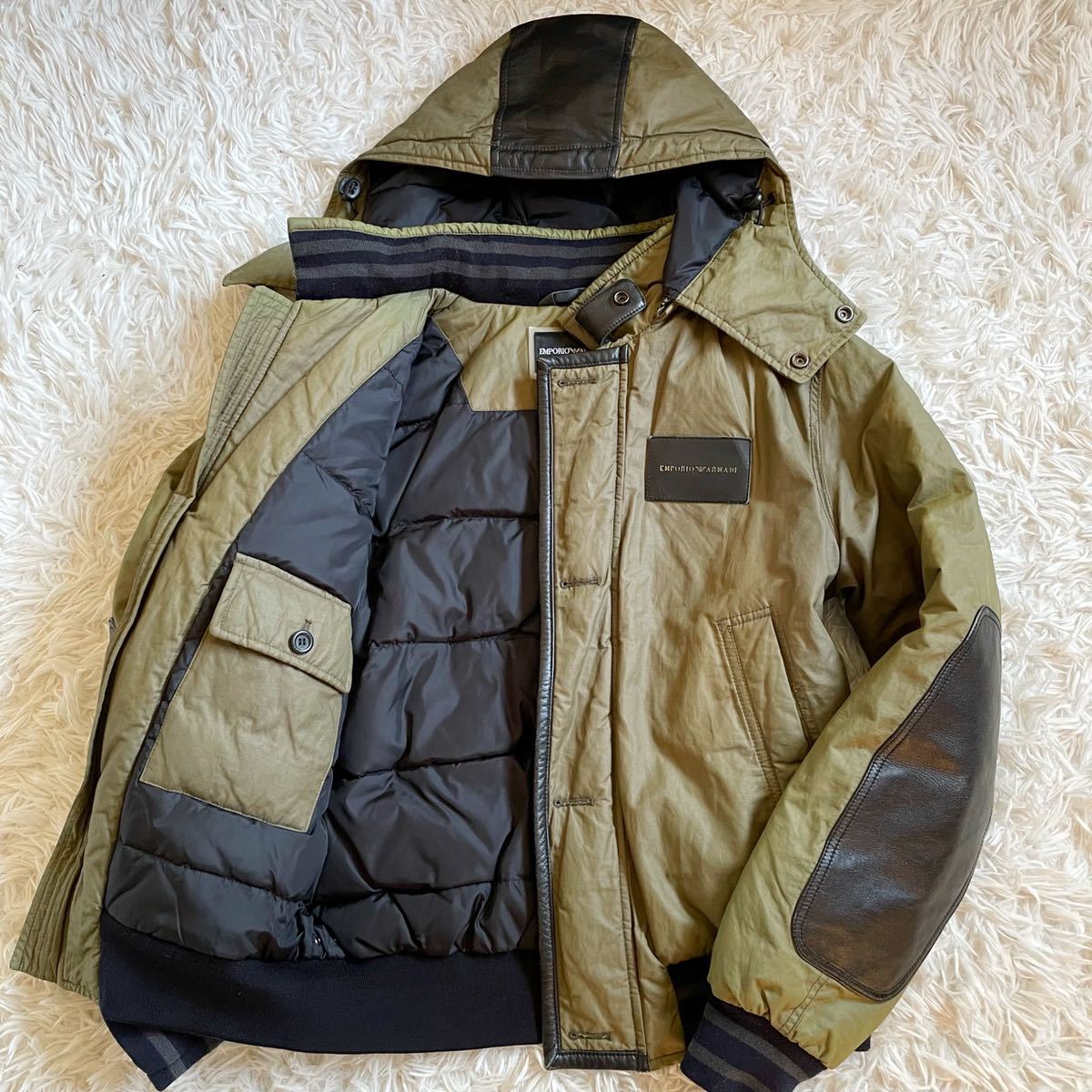 エンポリオアルマーニ【EMPORIO ARMANI】ダウンジャケット メンズ M-L位 冬 アウター EA7 ブルゾン フェザー ミリタリー フード取外し可