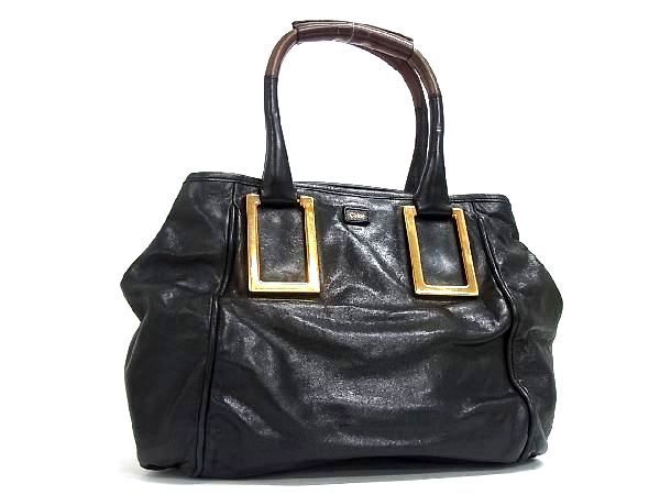 1円 Chloe クロエ エテル レザー ハンドバッグ トートバッグ ショルダー 手提げかばん 肩掛けかばん レディース ブラック系 BC0504Tケ