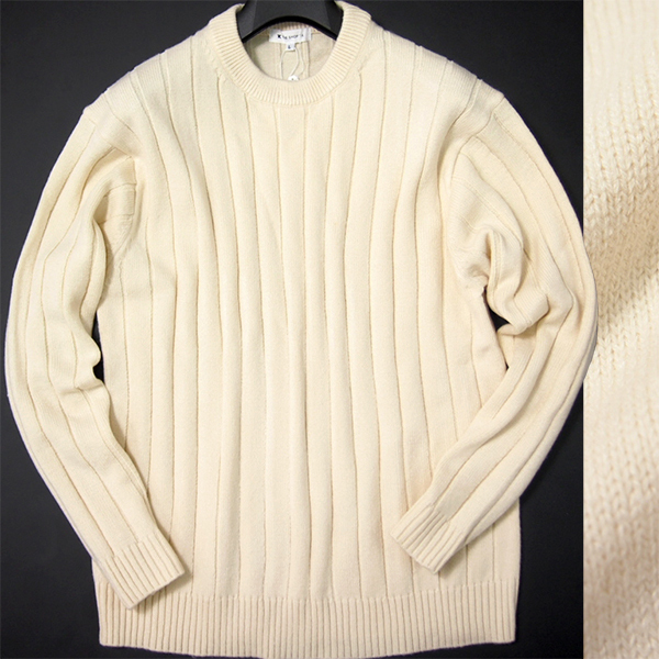 新品 タケオキクチ 秋冬 クルーネック リブニット L 白 【I48624】 THE SHOP TK メンズ ニット セーター ウォッシャブル プルオーバー