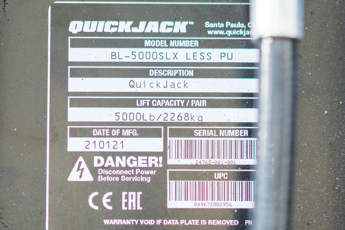 QUICKJACK クイックジャッキ BL5000SLX LESS PU 電源100V リフト 