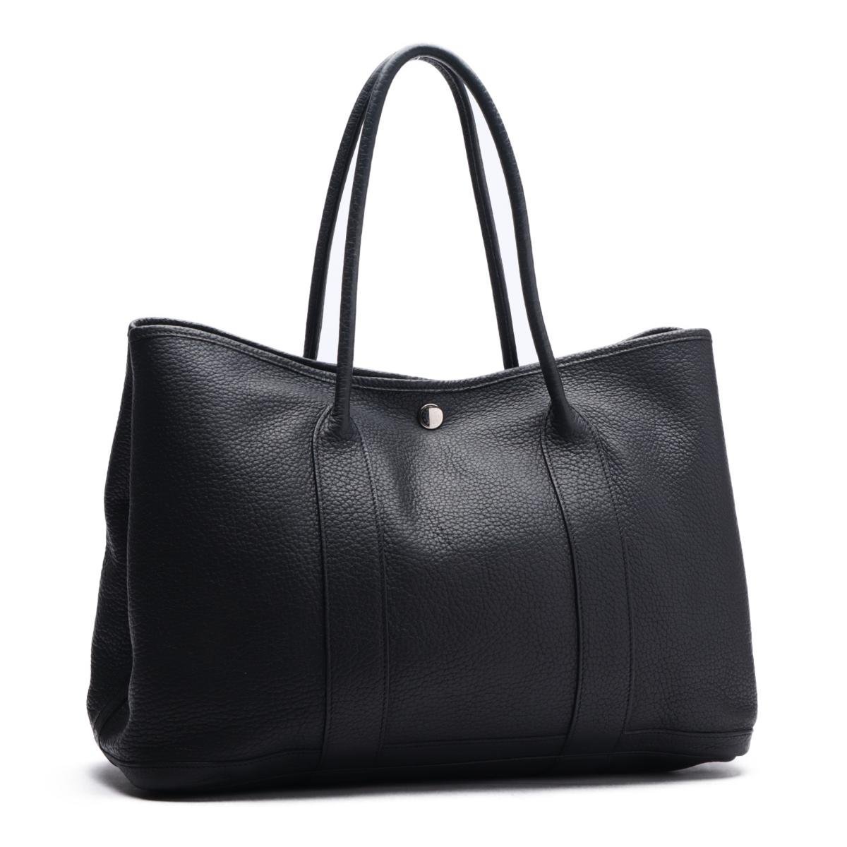 1円高級品☆エルメス☆ガーデンパーティPM　ネゴンダ　トートバック　黒　SV金具　□M刻印【HERMES】