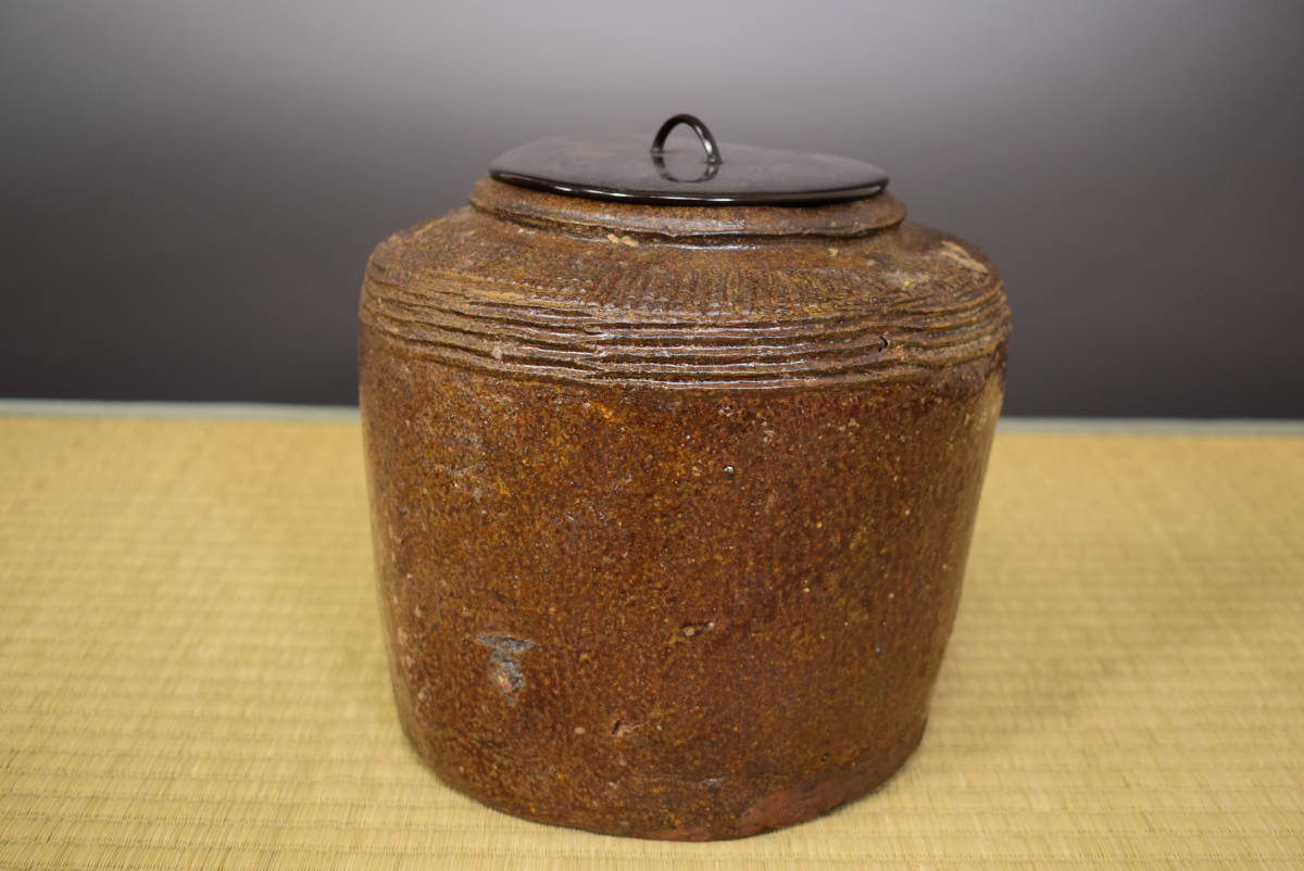 【和】(5183)　中國古玩　唐物　飴釉壺　水指仕立　茶道具　唐物壺