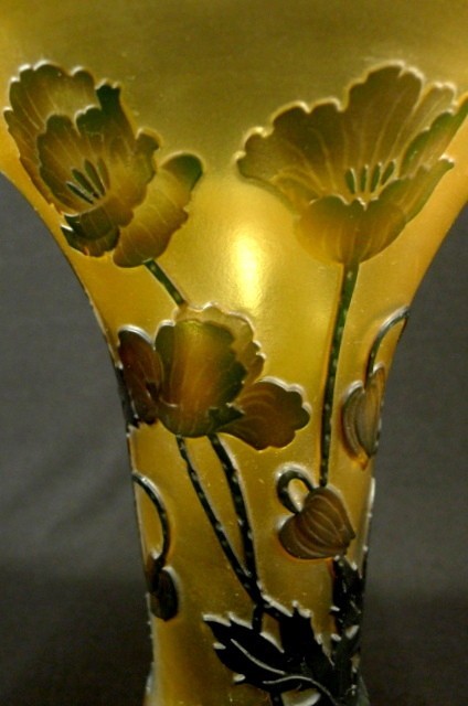 ⑦ガレ風◇花瓶フラワーベース◇アンティークガラス