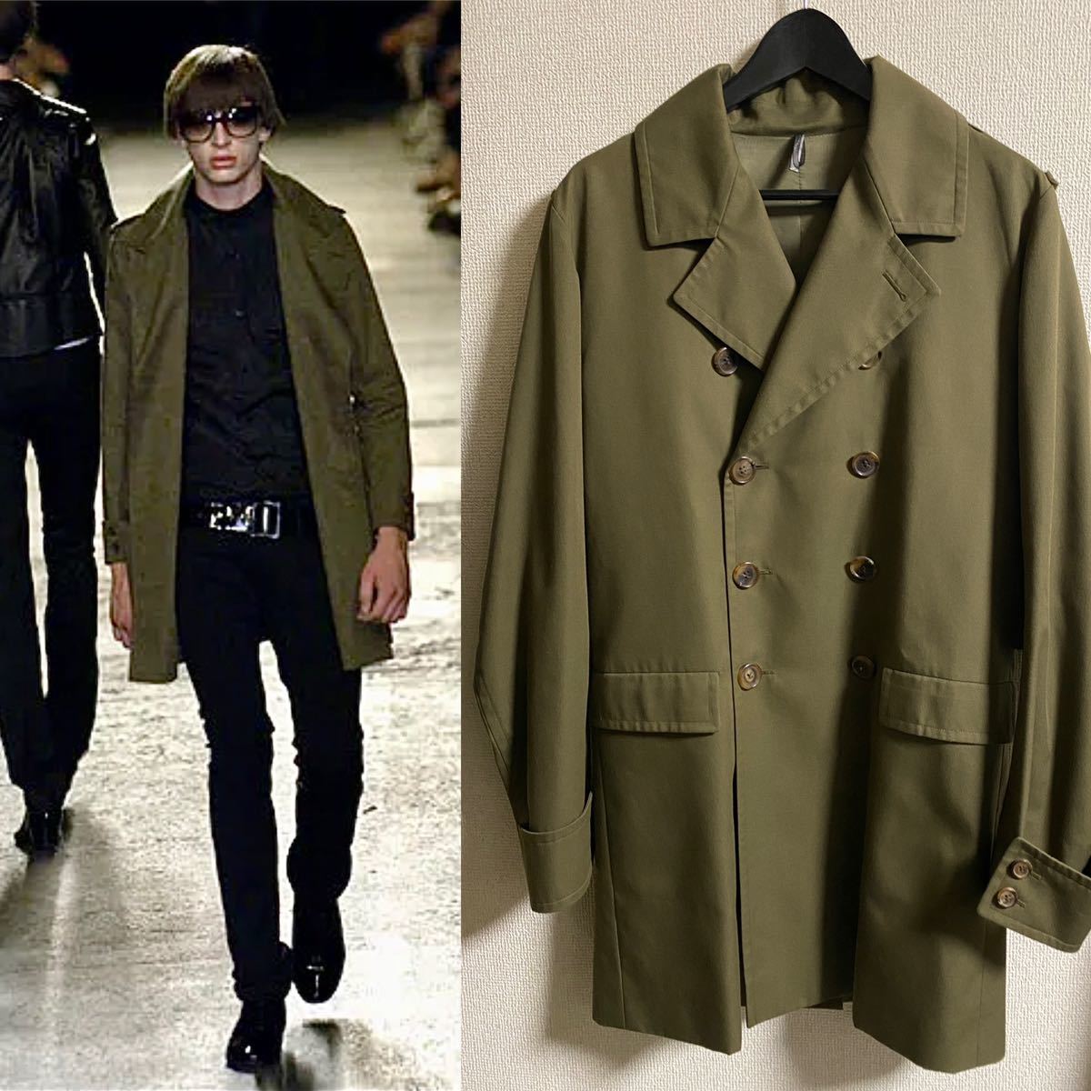 ディオールオム 07ss カーキトレンチコート46 dior homme エディ