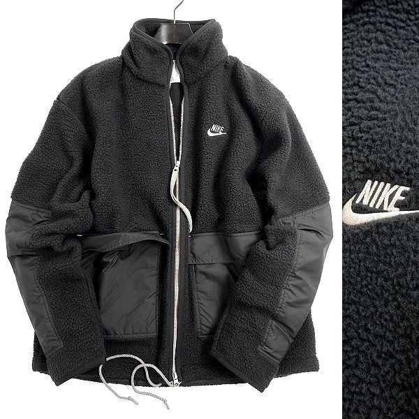 ■NIKE ナイキ 高保温シェルパフリース リップストップ切替 ダブルジップ ボアフリースジャケット ブルゾン DV8183 010 L ▲035▼bus8408a