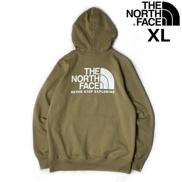 1円～!売切!【正規新品】THE NORTH FACE◆THROWBACK HOODIE プルオーバー パーカー US限定 裏起毛 ビッグロゴ(XL)茶 ベージュ 181130-30