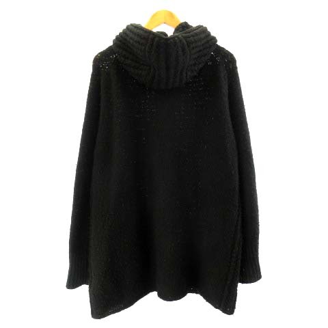 ワイズ Y's ニットパーカー フーディ ジップ 長袖 ウール ナイロン 黒