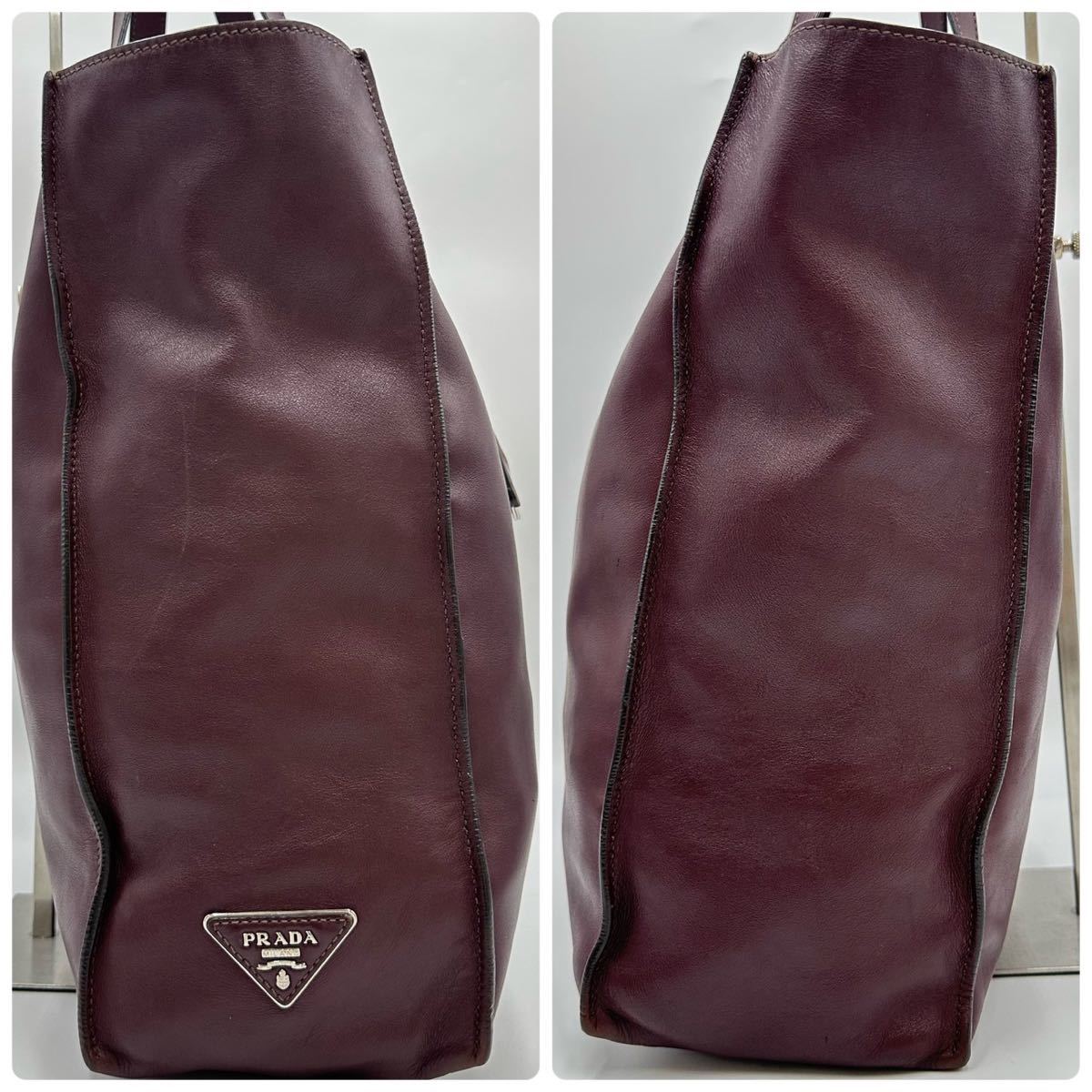 激レア 大容量 PRADA プラダ トートバッグ オールレザー 三角ロゴ