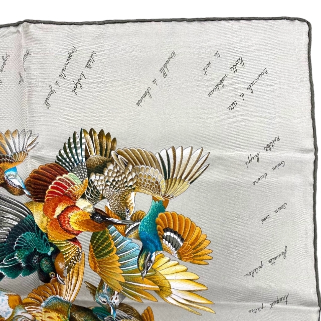 エルメス カレ 90 LINTRUS 侵入者 ブラウン 鳥 アニマル柄 動物柄