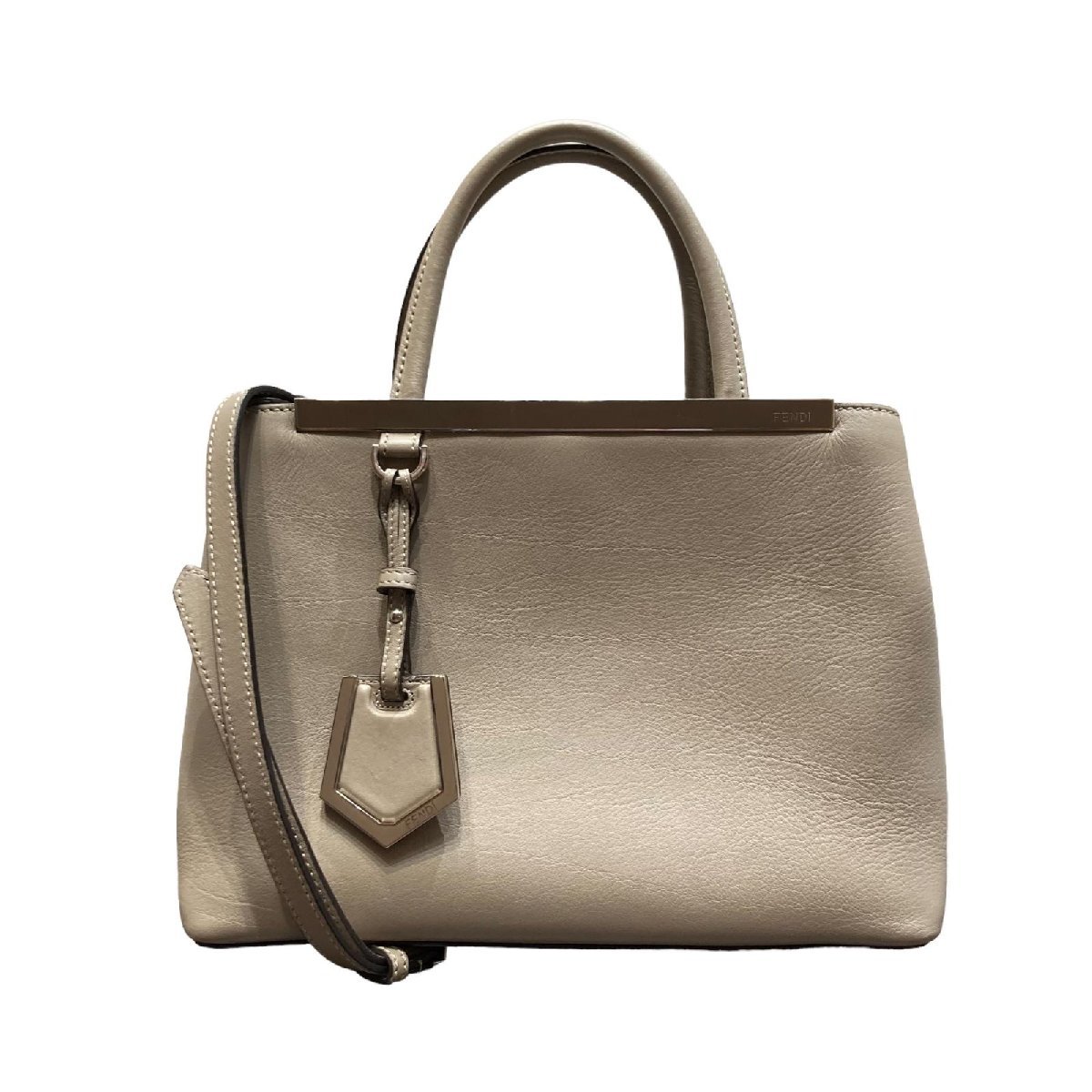 FENDI フェンディ トゥージュール レザー 2WAYショルダーバッグ ハンドバッグ グレージュ系 8BH253