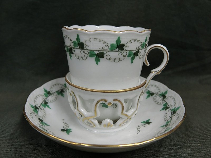 A0303 ヘレンド パセリ チョコレートカップ＆ソーサー 西洋磁器