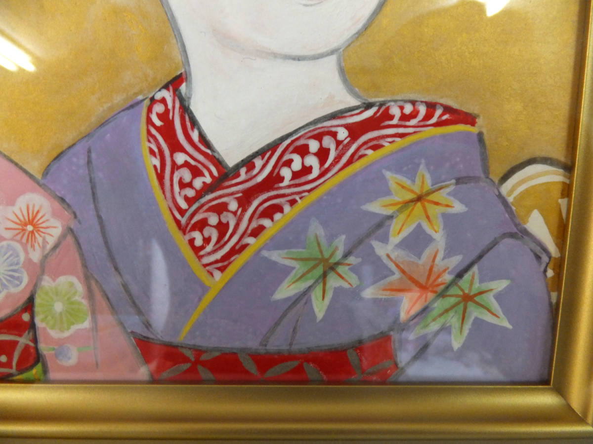 美品 掛け軸 日本画家 三輪良平筆 舞(美人画)図 リトグラフ 縁起物 美