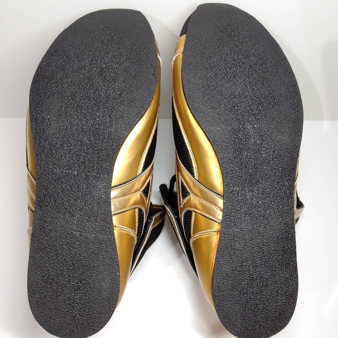 美品】Mizuno ボクシングシューズ ブラック メタルゴールド 美品】Mizuno ボクシングシューズ ブラック メタルゴールド