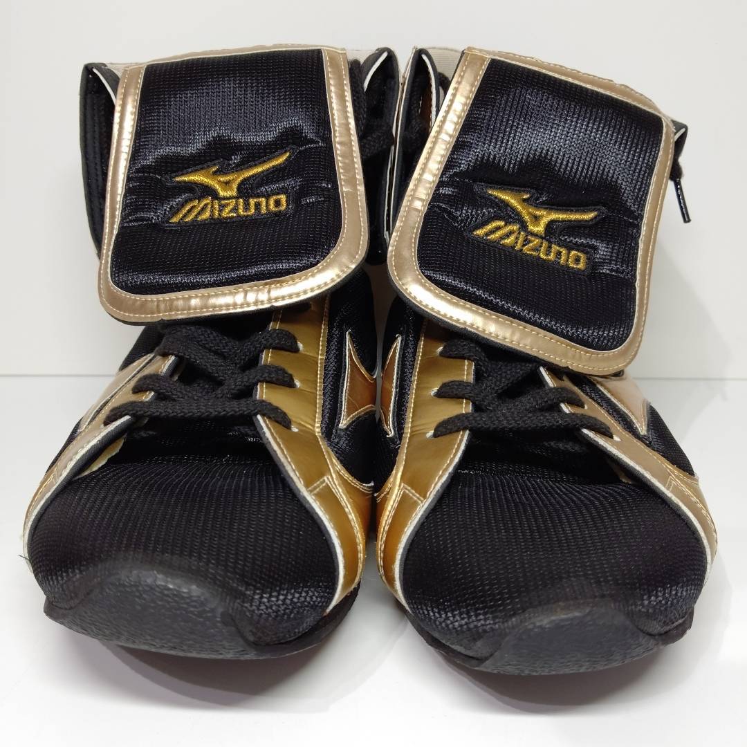 美品】Mizuno ボクシングシューズ ブラック メタルゴールド 美品】Mizuno ボクシングシューズ ブラック メタルゴールド