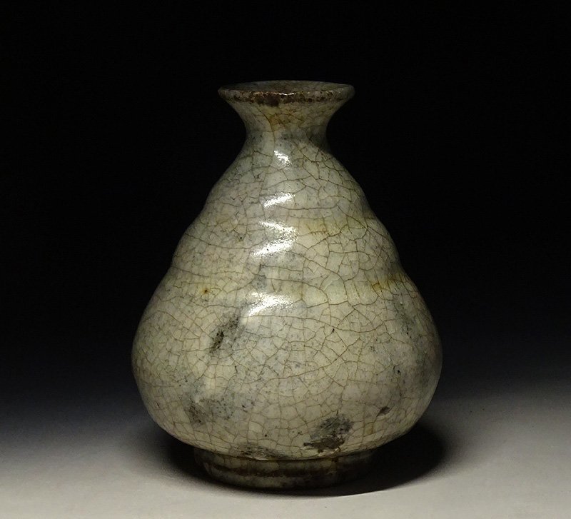 朝鮮美術 李朝 高麗白磁 徳利 金継ぎ直しあり 時代箱 M R7479 朝鮮美術