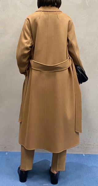 □icb大きいサイズ46/17号カシミヤウールリバーベルテッドコート 