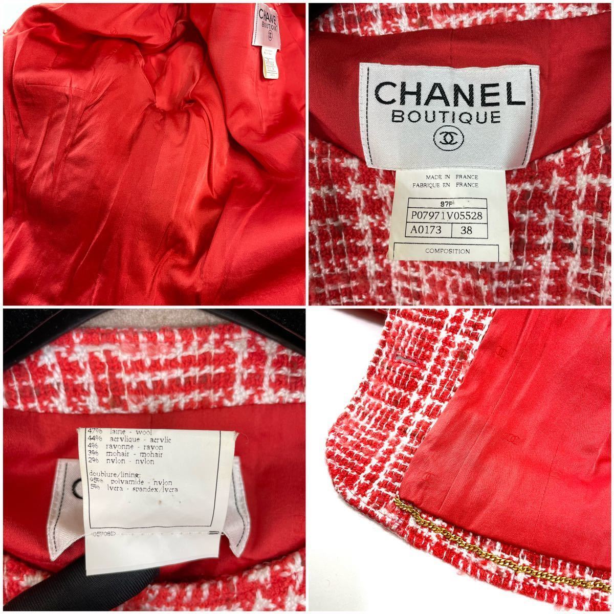 お値下げ　CHANEL ツイード　ミニスカート サイズ38 美品 CHANEL シャネル ツイード スーツ ジャケット スカートサイズ38