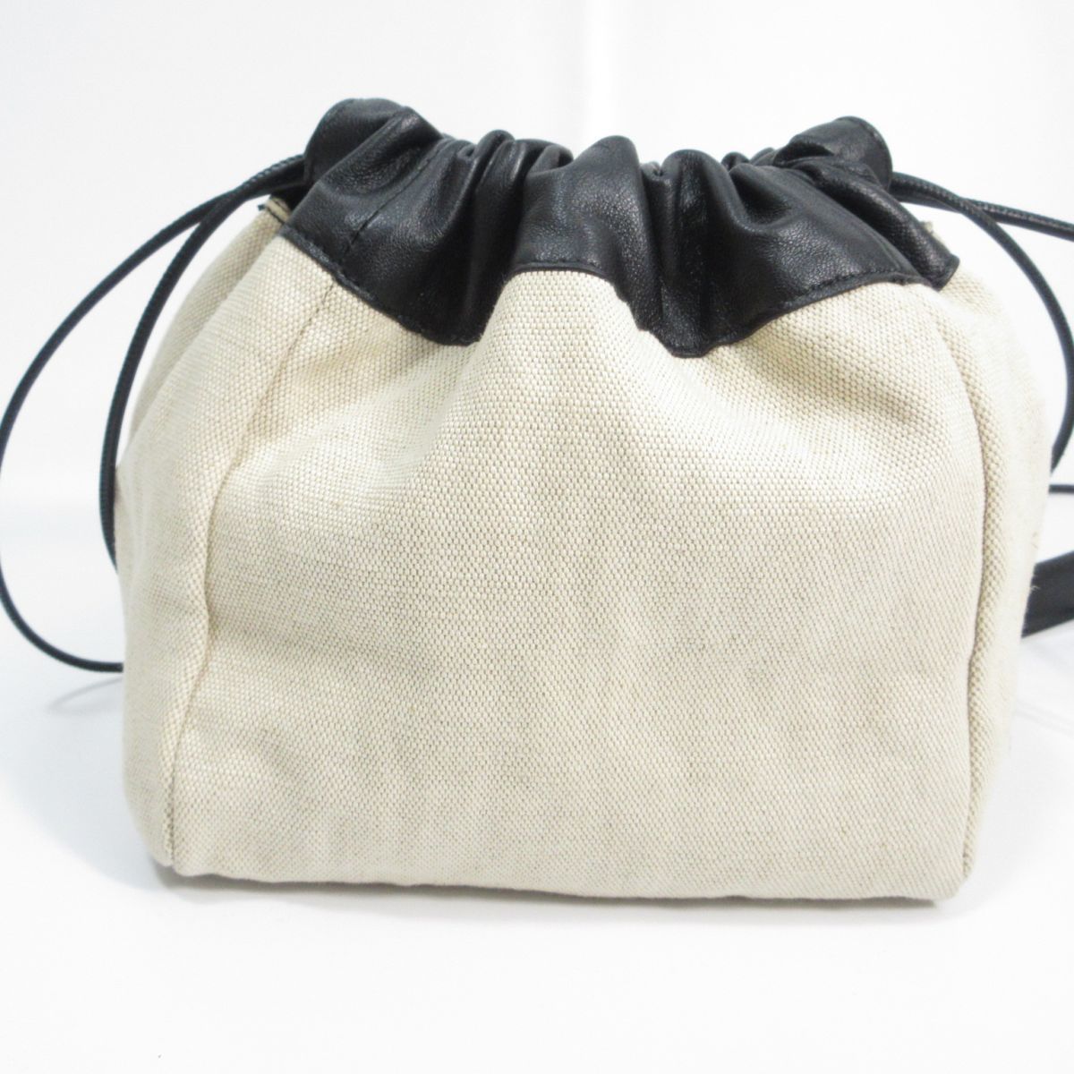 美品 JIL SANDER ジルサンダー キャンバス×レザー 巾着 ドロスト 