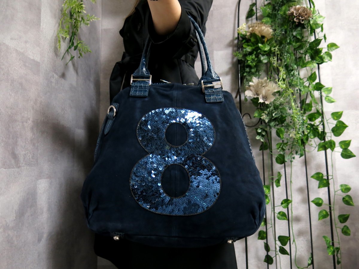 スパンコール ムータ 美品 ハンドバッグ muta - ブラック 8番 水玉 