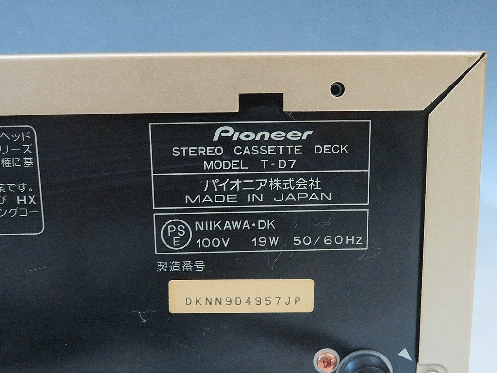 T-D7 パイオニア カセットデッキ Pioneer PIONEER 美品Pioneer