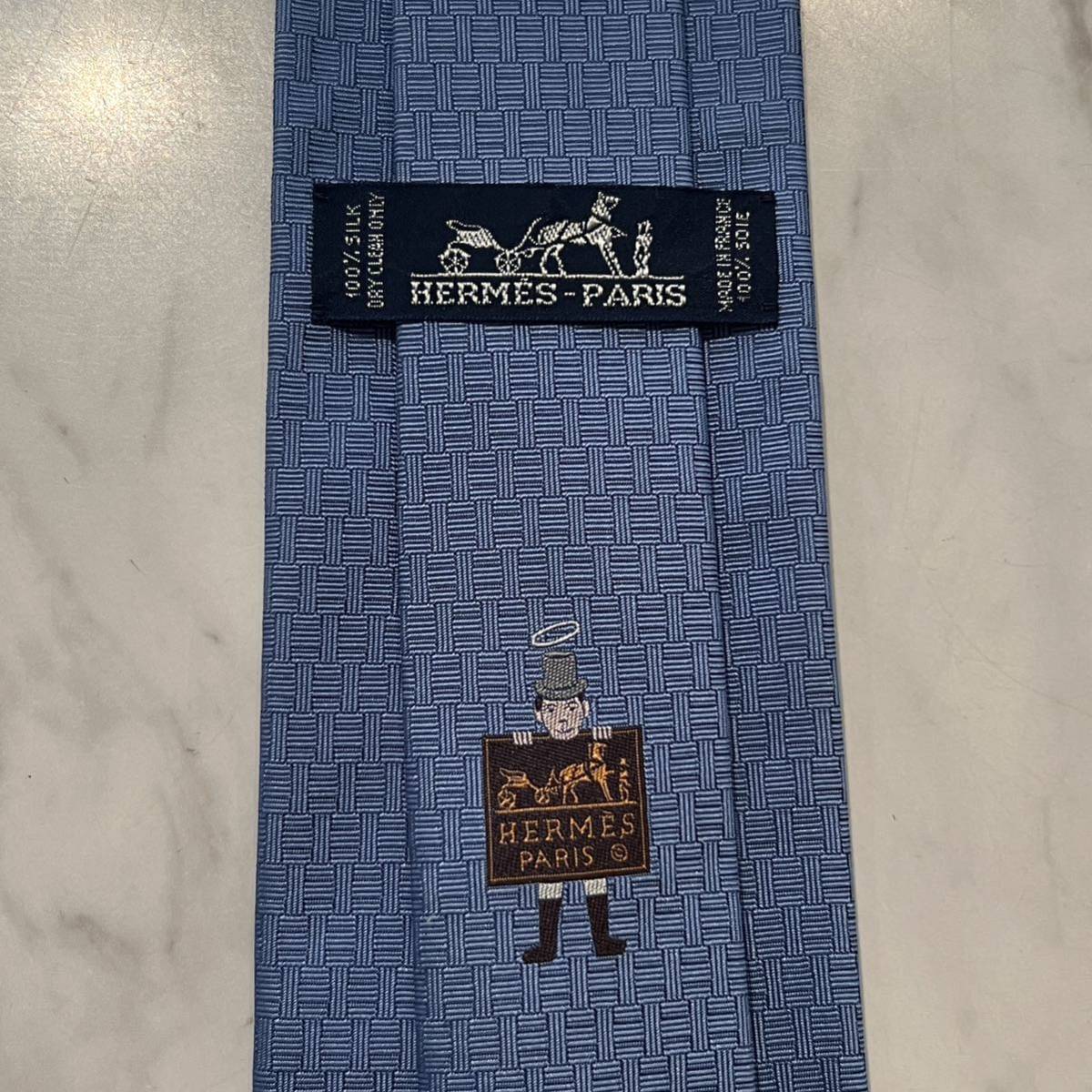 1円 美品 エルメス シルク100％ H柄 ネクタイ ホワイト HS366