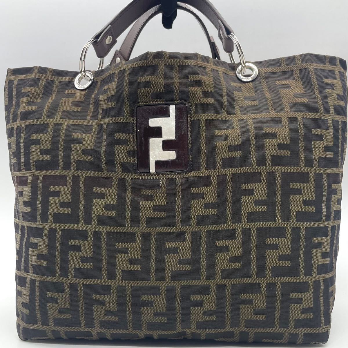 1円《美品》FENDI フェンディ ズッカ柄 トートバッグ ハンドバッグ 