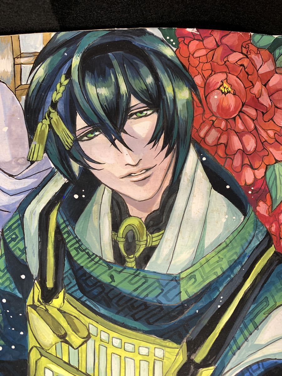 刀剣乱舞 手描きイラスト アニメ 水彩画 三日月宗近 刀剣男士 加州清光