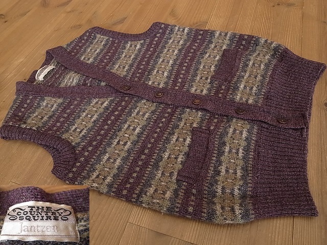 Jantzen THE COUNTRY SQUIRE ジャンセン カントリースクエアー ウール ジャガード ニット 前開き ベスト ジレ サイズ M