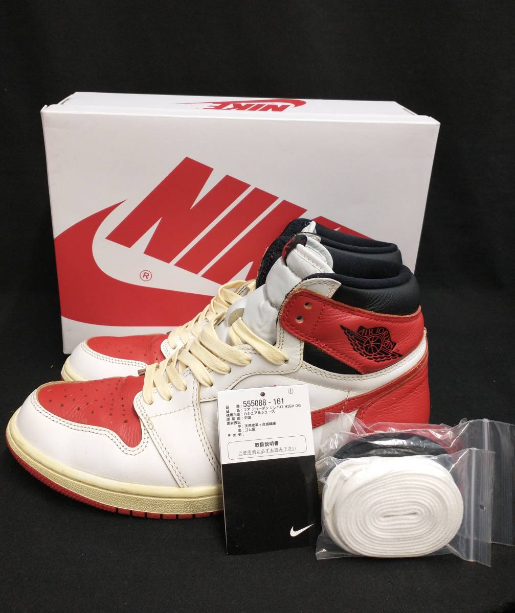 NIKE AIR JORDAN 1 RETRO HIGH OG AJ1 HERITAGE エアジョーダン ヘリテージ スニーカー 27.5cm 白 赤 555088-161 ※カスタム品 店舗受取可