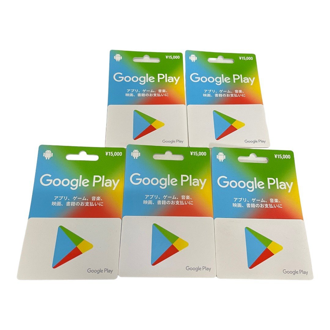 Google Play グーグルプレイ カード 15000円×5枚 計75000円分 ギフト券 L33742RF