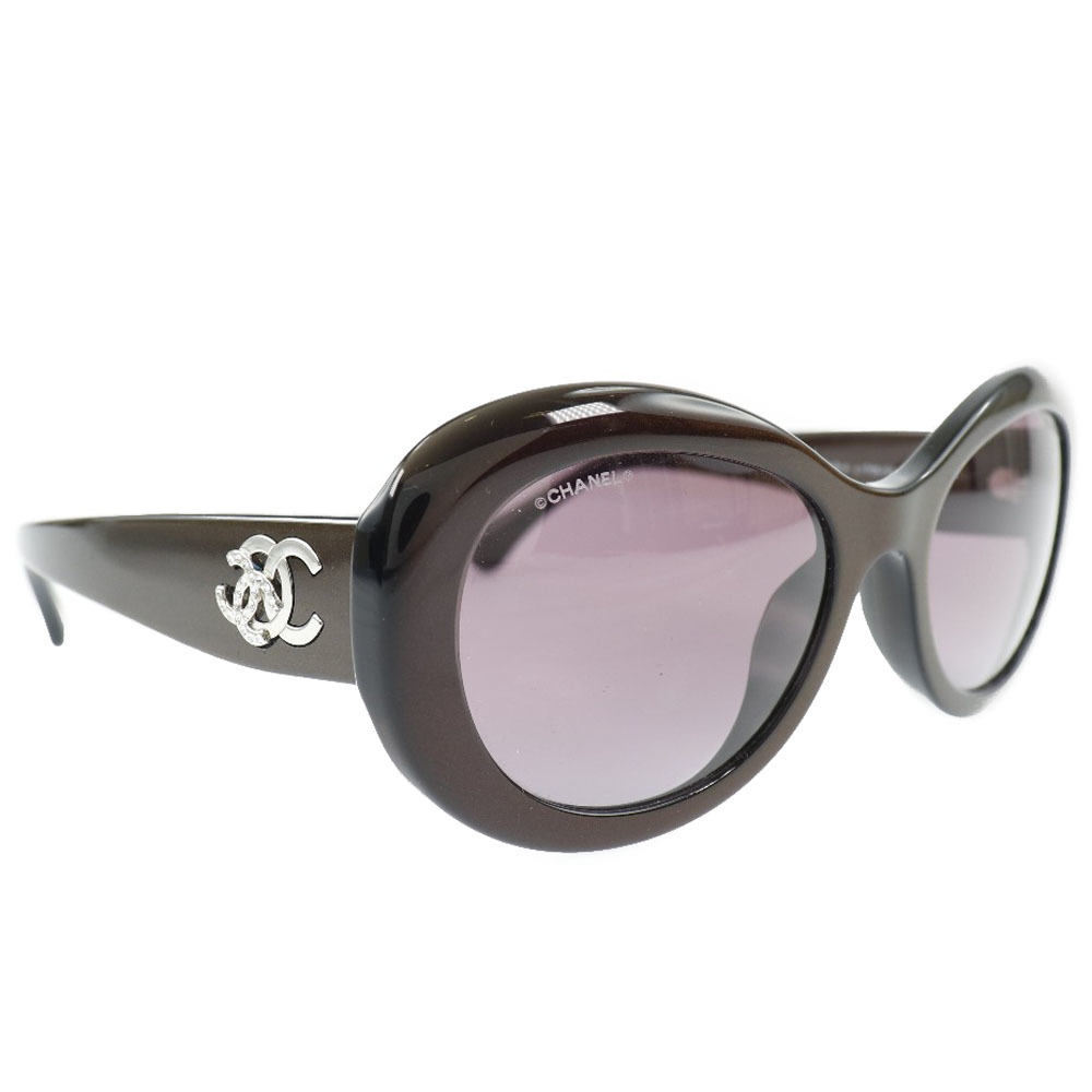 CHANEL シャネル ココマーク CH5469BA C1705S1 サングラス プラスチック×ラインストーン 赤茶 レディース【H221322580】中古