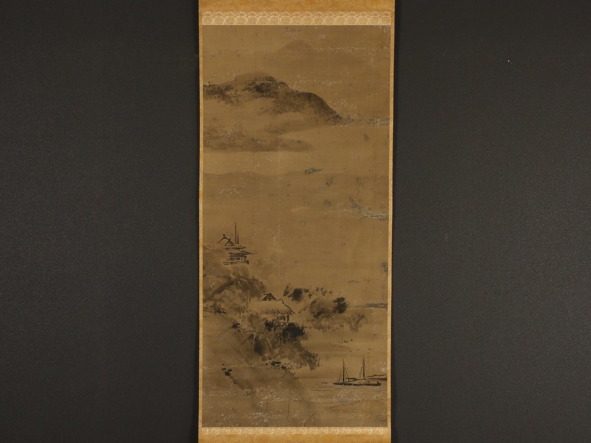 模写】【1円開始】【伝来】us8902〈久隅守景〉山水図 探幽四天王 江戸