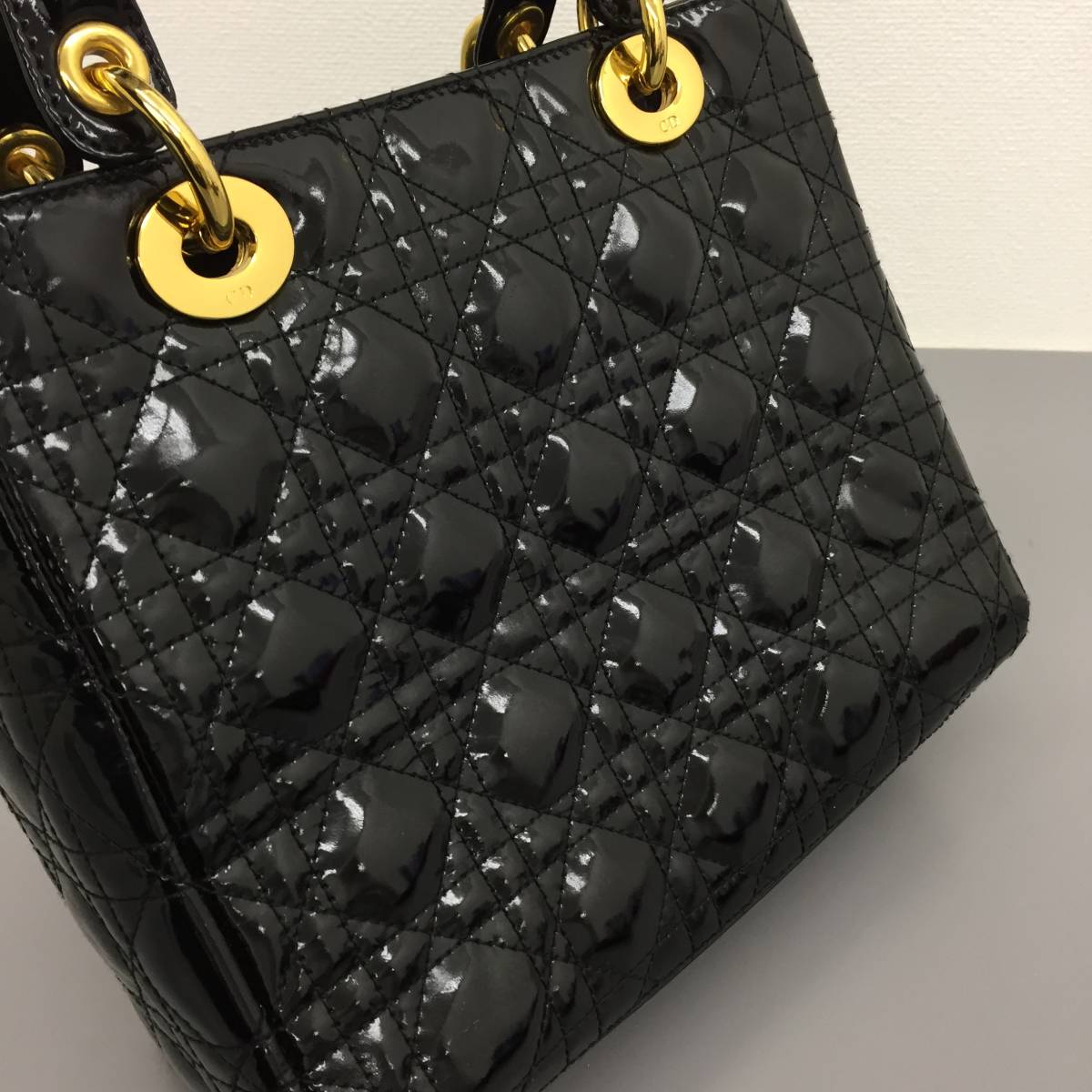 美品】Christian Dior クリスチャンディオール エナメル ハンドバッグ 