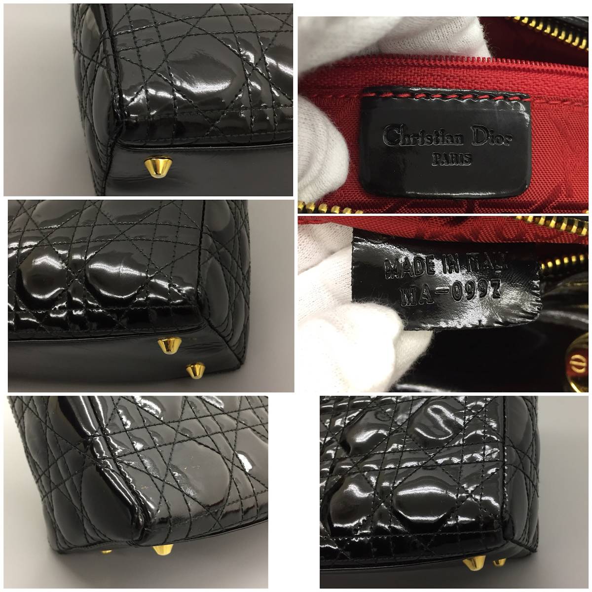 美品】Christian Dior クリスチャンディオール エナメル ハンドバッグ 