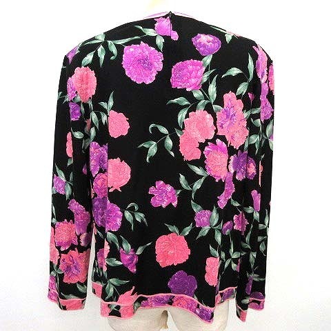レオナール LEONARD FASHION 美品 長袖 カットソー バックジップ お花