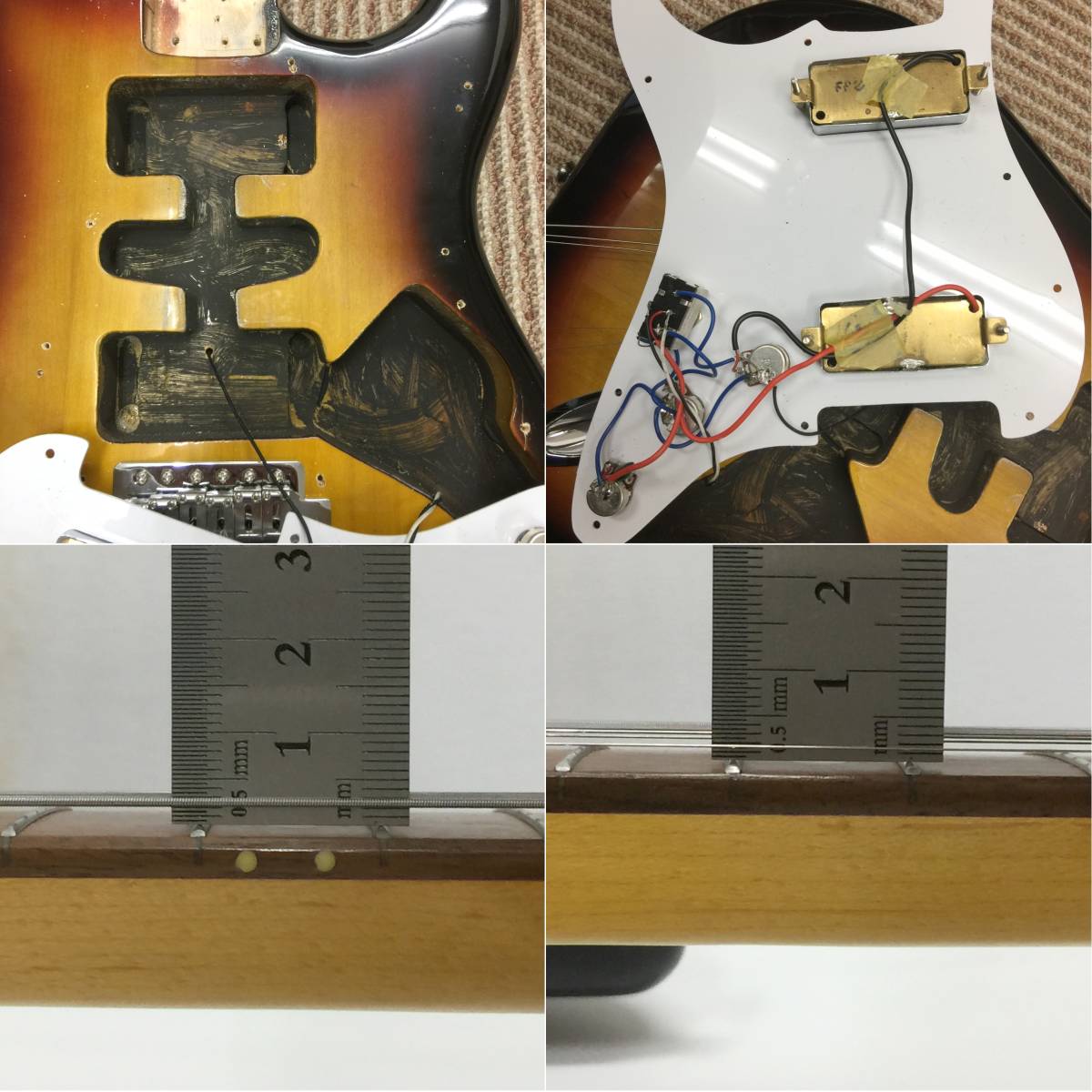 ミニハム2発改 サンバーストのストラトモデルです。 ミニチュア ストラトタイプ ギター