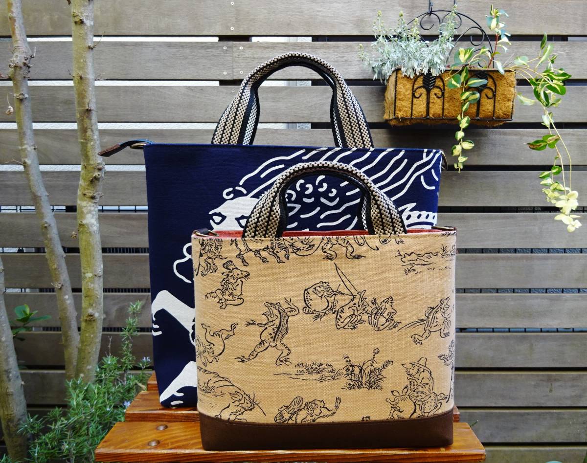 ◇送料無料◇鳥獣戯画×帆布ミニトートバッグ・バッグインバッグ 