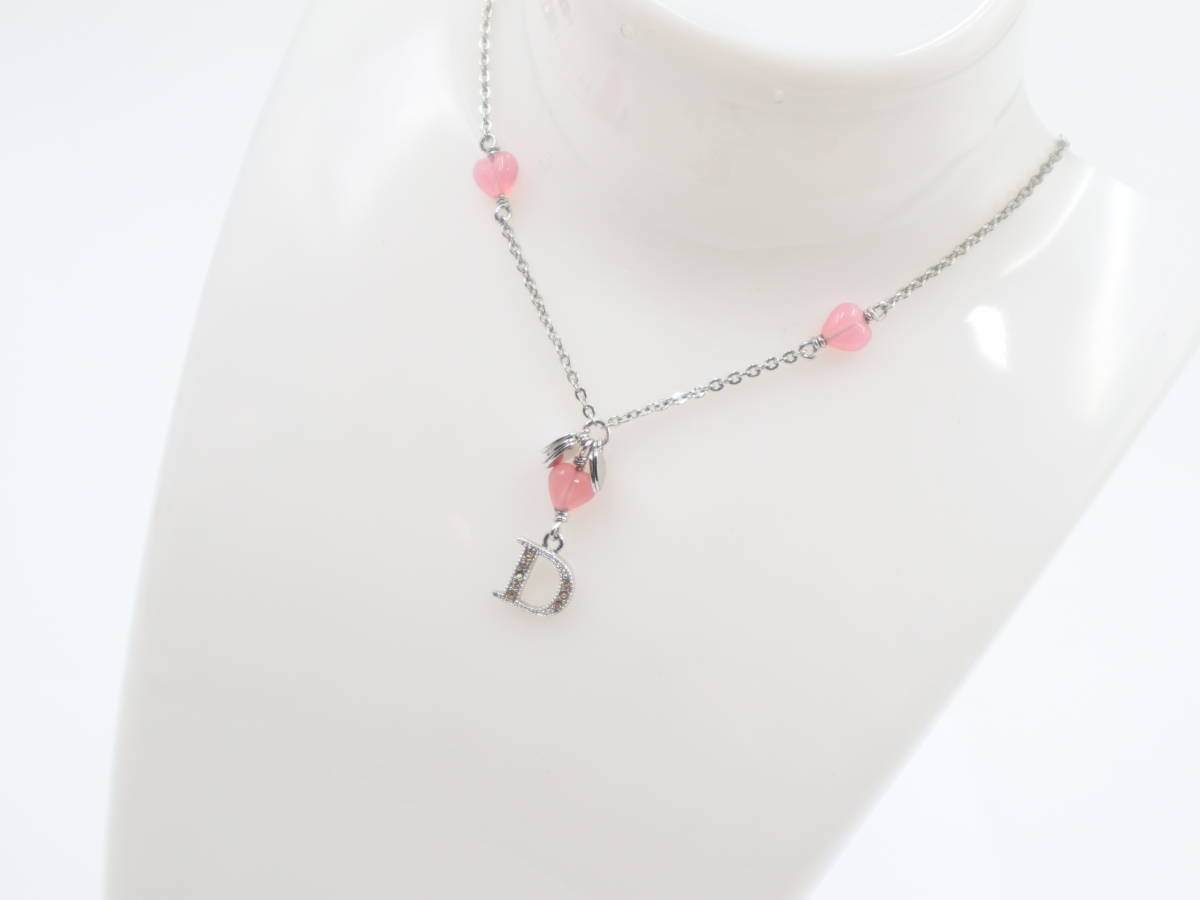 ☆Christian Dior ディオール Dロゴ ラインストーン ネックレス