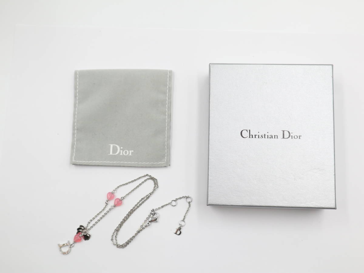 ☆Christian Dior ディオール Dロゴ ラインストーン ネックレス