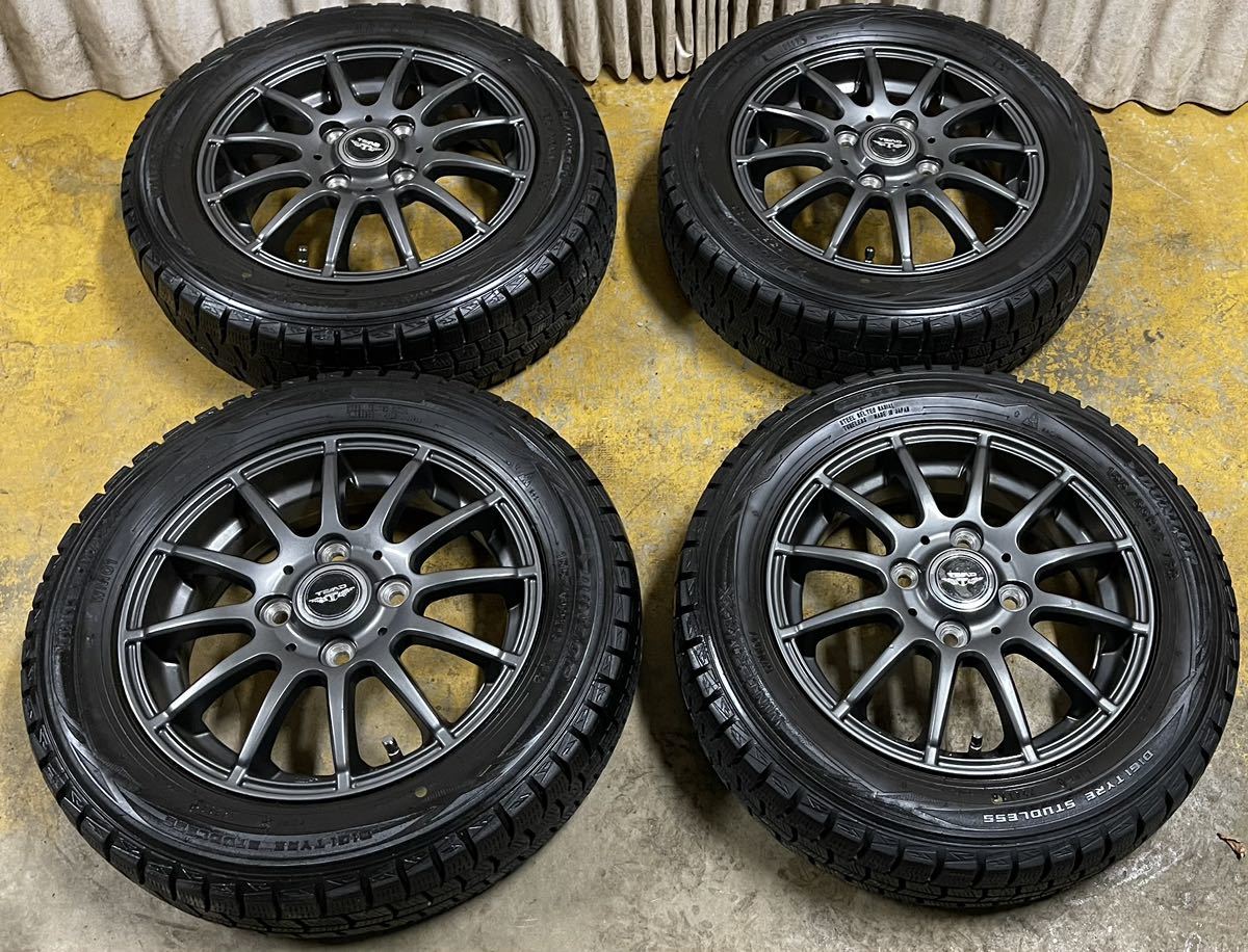 美品WEDS TEAD 13x4.00 +45 PCD100 4穴　studlees DUNLOP 155/65/R13 4本セット