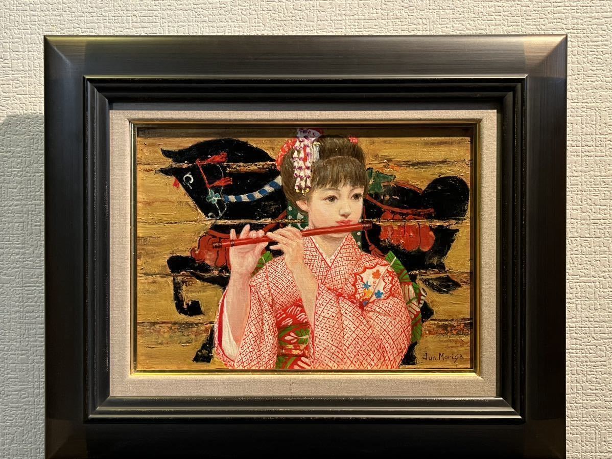 守屋順吉 油絵 ◇守屋順吉◇「絵馬と少女」◇4号◇真作保証◇創元会◇日展◇絵画