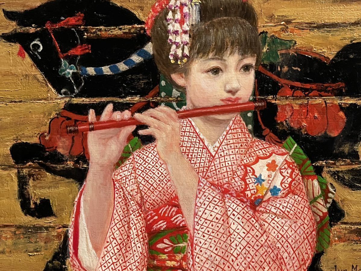 守屋順吉 絵馬と少女の油彩画 【公式通販】