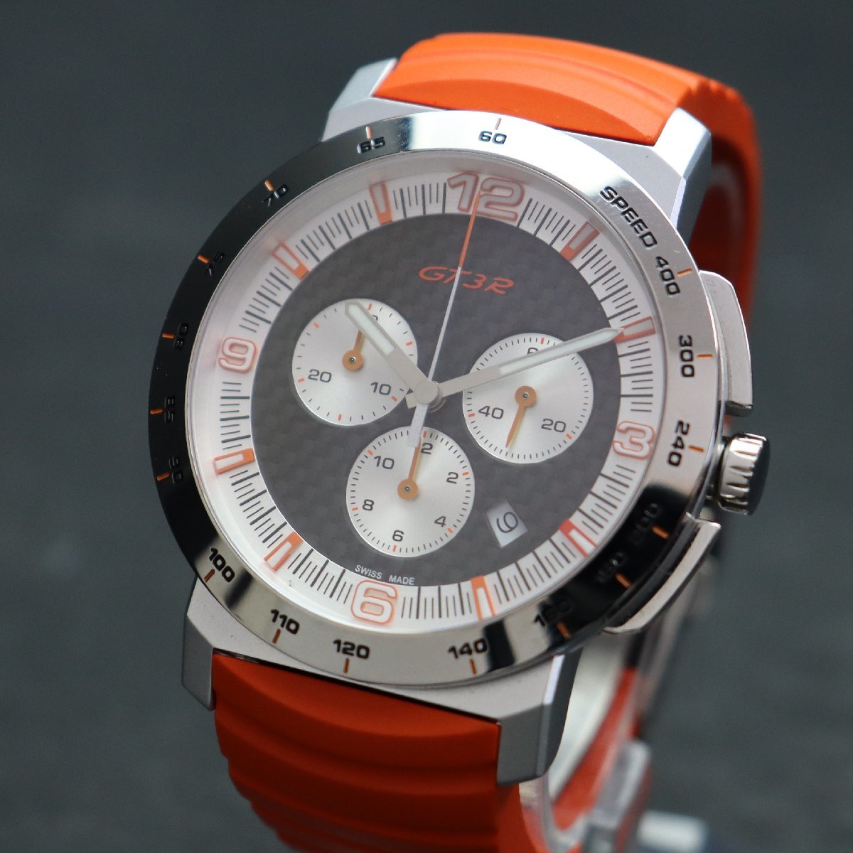 良品 PORCHE DESIGN 911 GT3R ポルシェ デザイン スポーツクラシック クロノグラフ WAP0700820D クォーツ 純正ベルト G/取説/箱付 メンズ