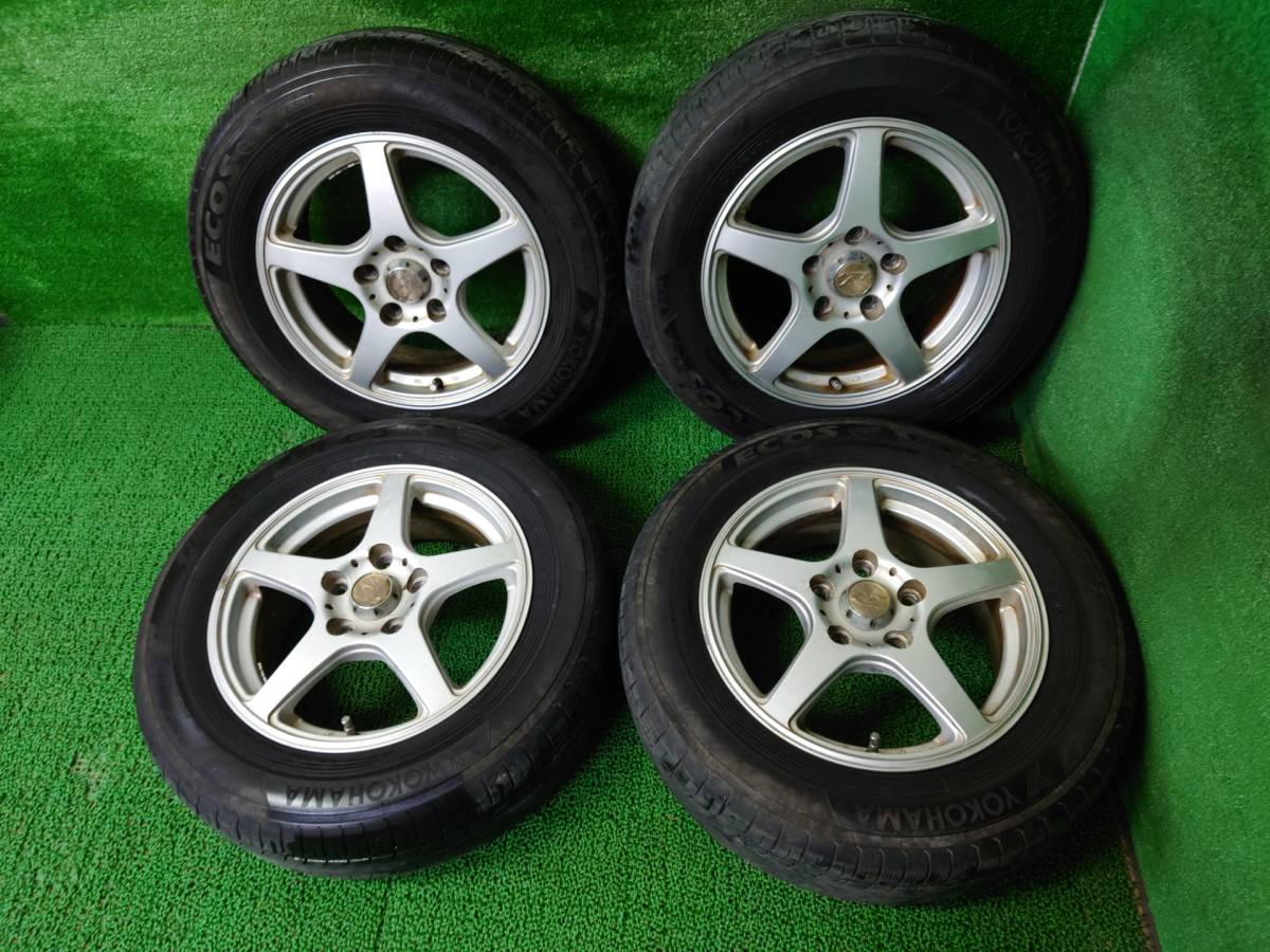 ヨコハマ ES31 195/65R15 社外 Weds Treffer 15×6J +50 溝有タイヤ付汎用ホイール4本 中古 売切!!