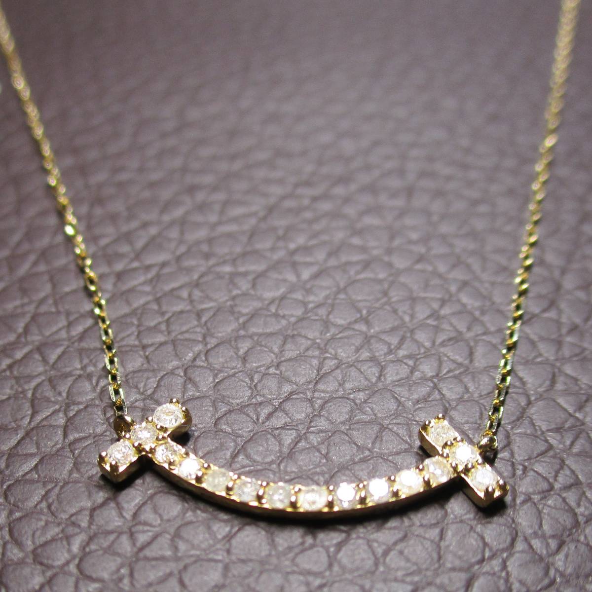 【新品】ダイヤモンド0.16ct/スマイル/18金イエローゴールドネックレス