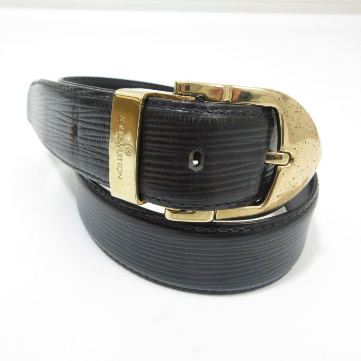 良品 Louis Vuitton ルイヴィトン ゴールド金具 エピ サンチュールクラシック レザー ベルト M6832 110 44 黒 ブラック 103