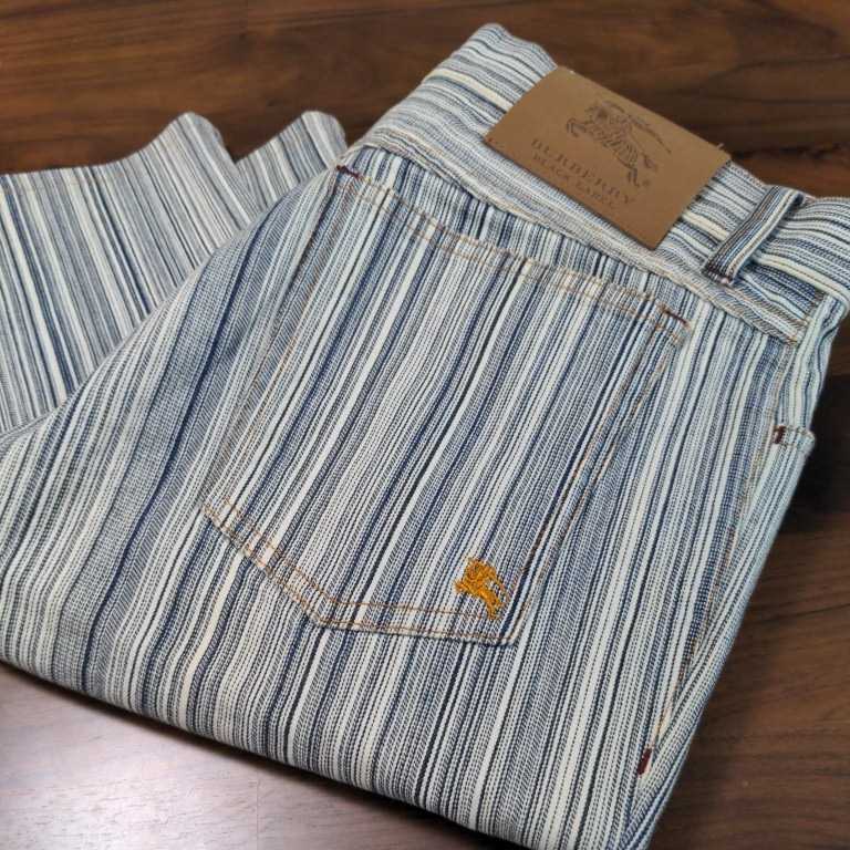 【中古品】BURBERRY BLACKLABEL バーバリーブラックレーベル ストレッチストライプジーンズ サイズ73　★一部汚れ有り